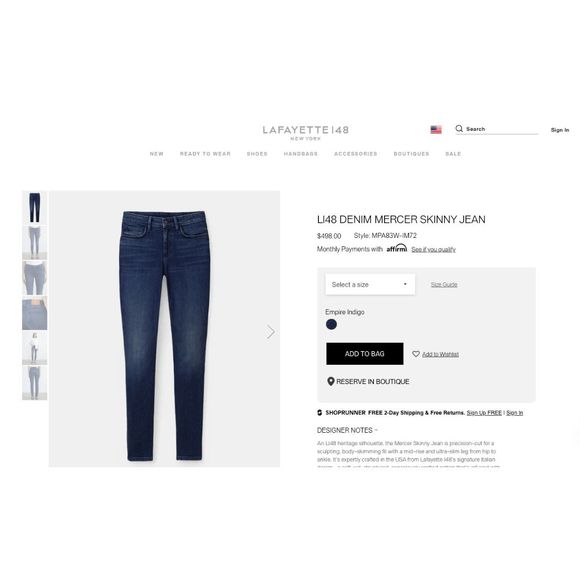 Lafayette 148 "L148 DENIM MERCER SKINNY JEAN" in Gray, Size 12 / 31, MSRP $498 - Picture 15 of 15